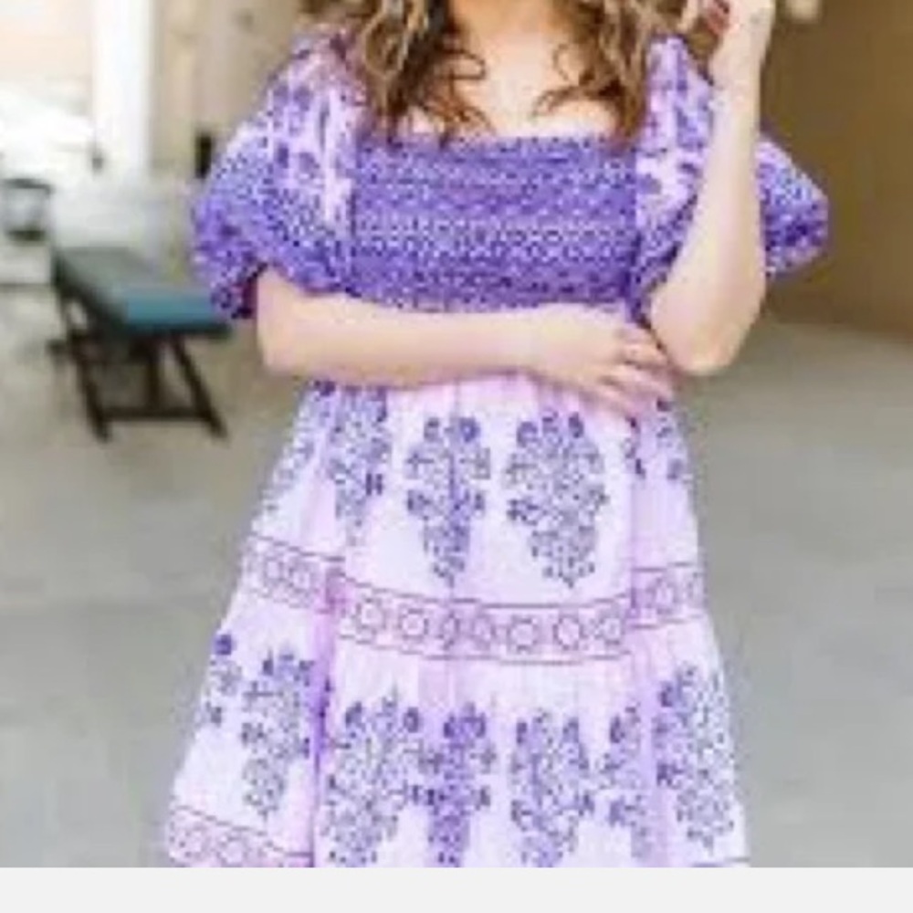 CELINA MOON Purple Floral Mini Dress